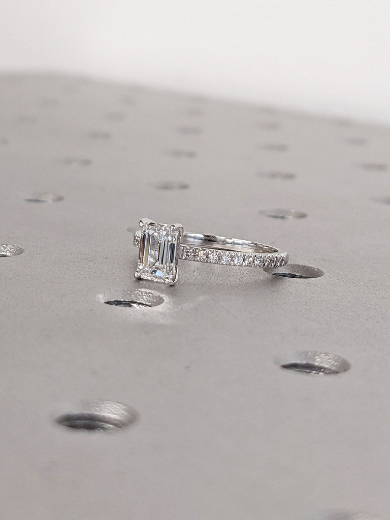 Lab Created Diamond Proposal Ring White Gold Platinum Half Eternity Ring for Her