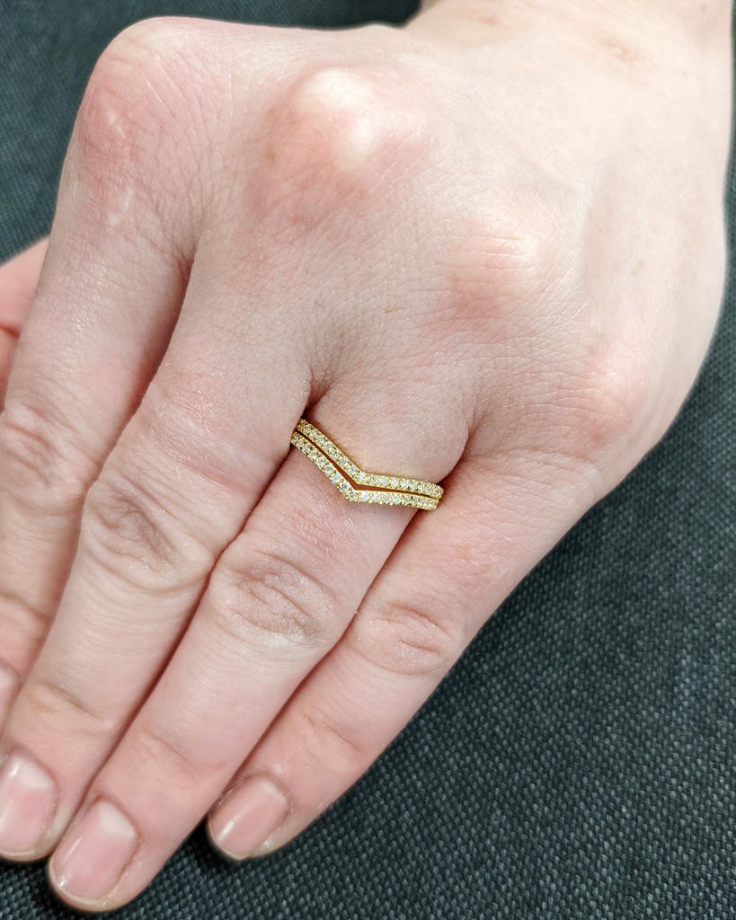 V Ring Set, Stacking Ring, Chevron Ring, Minimalist Ring, Wedding Band, Geometric Ring, Ring Set, Gift for Her, Dainty Ring, Double Band