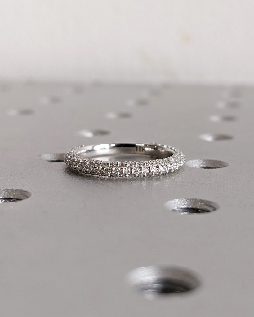 Micro Pave Diamond Wedding Band Half Eternity Ring Gold Ring Stacking Rings Statement Ring Minimalist Ring Wedding Ring Unique Gift for Her