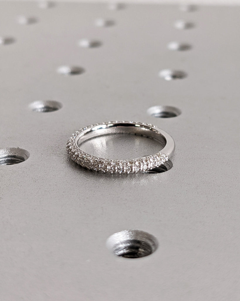 Micro Pave Diamond Wedding Band Half Eternity Ring Gold Ring Stacking Rings Statement Ring Minimalist Ring Wedding Ring Unique Gift for Her