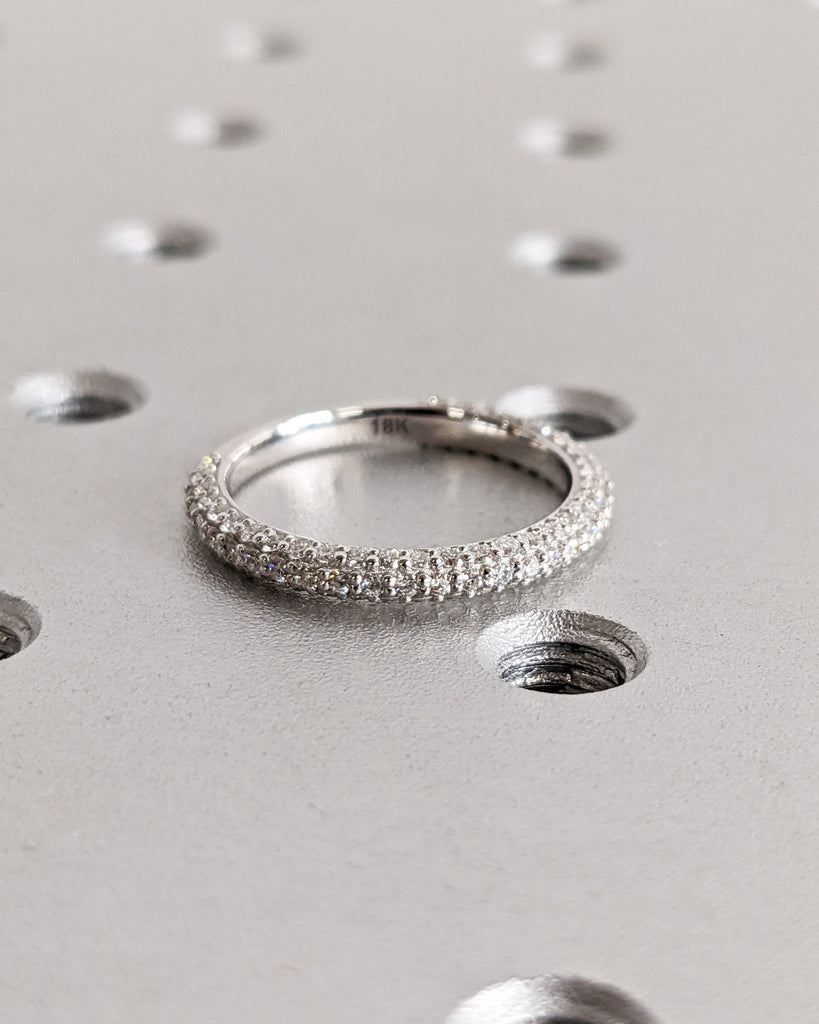 Micro Pave Diamond Wedding Band Half Eternity Ring Gold Ring Stacking Rings Statement Ring Minimalist Ring Wedding Ring Unique Gift for Her