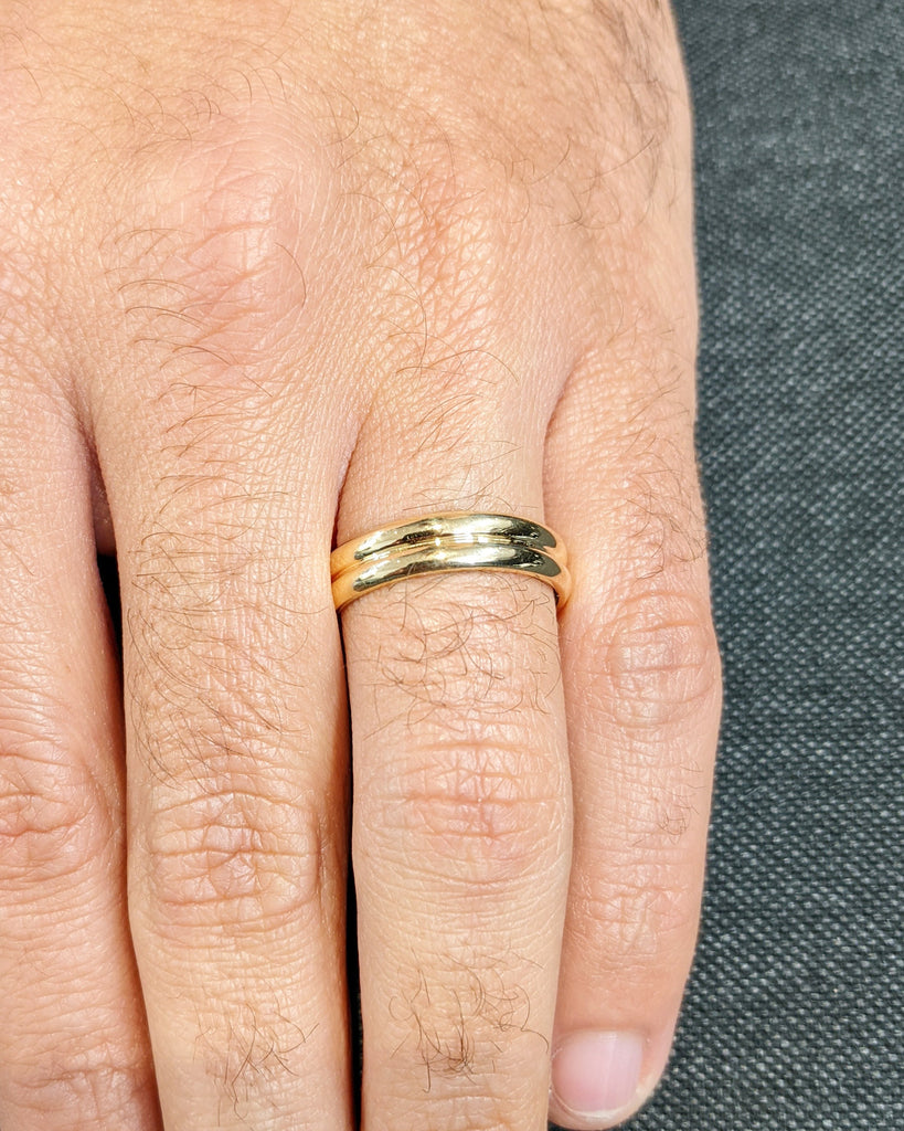 Gold Double Layer Ring, Chunky Gold Ring, Gold Stacking Ring, 5mm Thick Ring, Unisex Gold Ring, Gold Statement Ring, Unisex, Minimalist Ring