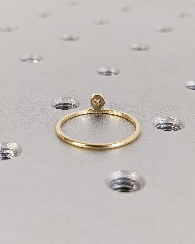 Floating Stone Round Cut Lab Grown Diamond Delicate Ring | Solid Yellow Gold Dainty Promise Ring | Tiny Stone Ring | Diamond Solitaire Ring