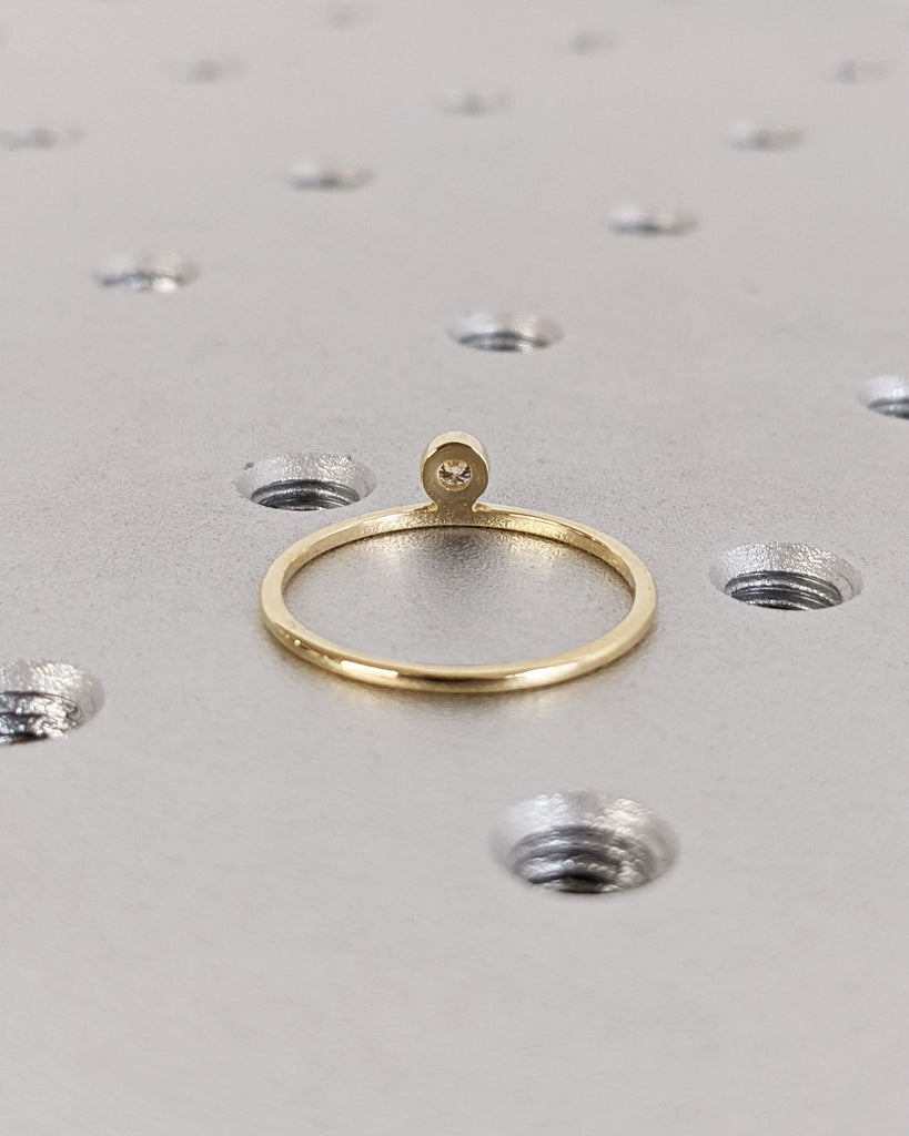 Tiny Gemstone Ring, 14K Gold Diamond Stack Ring, Mini Floating Stone Ring, Diamond or Lab Diamond or Moissanite Dainty Ring, Minimal Jewelry