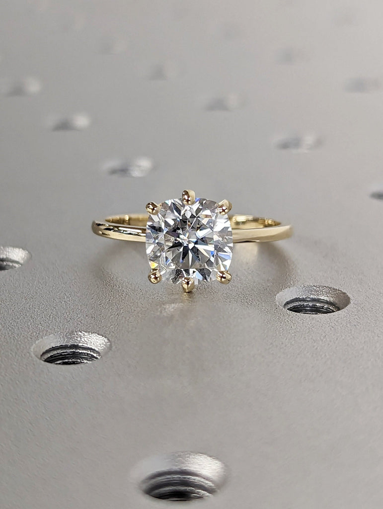 Colorless Moissanite Cushion Engagement Ring, Cushion Moissanite Solitaire Engagement Ring, Wedding Ring, Anniversary Ring, 14K Solid Gold