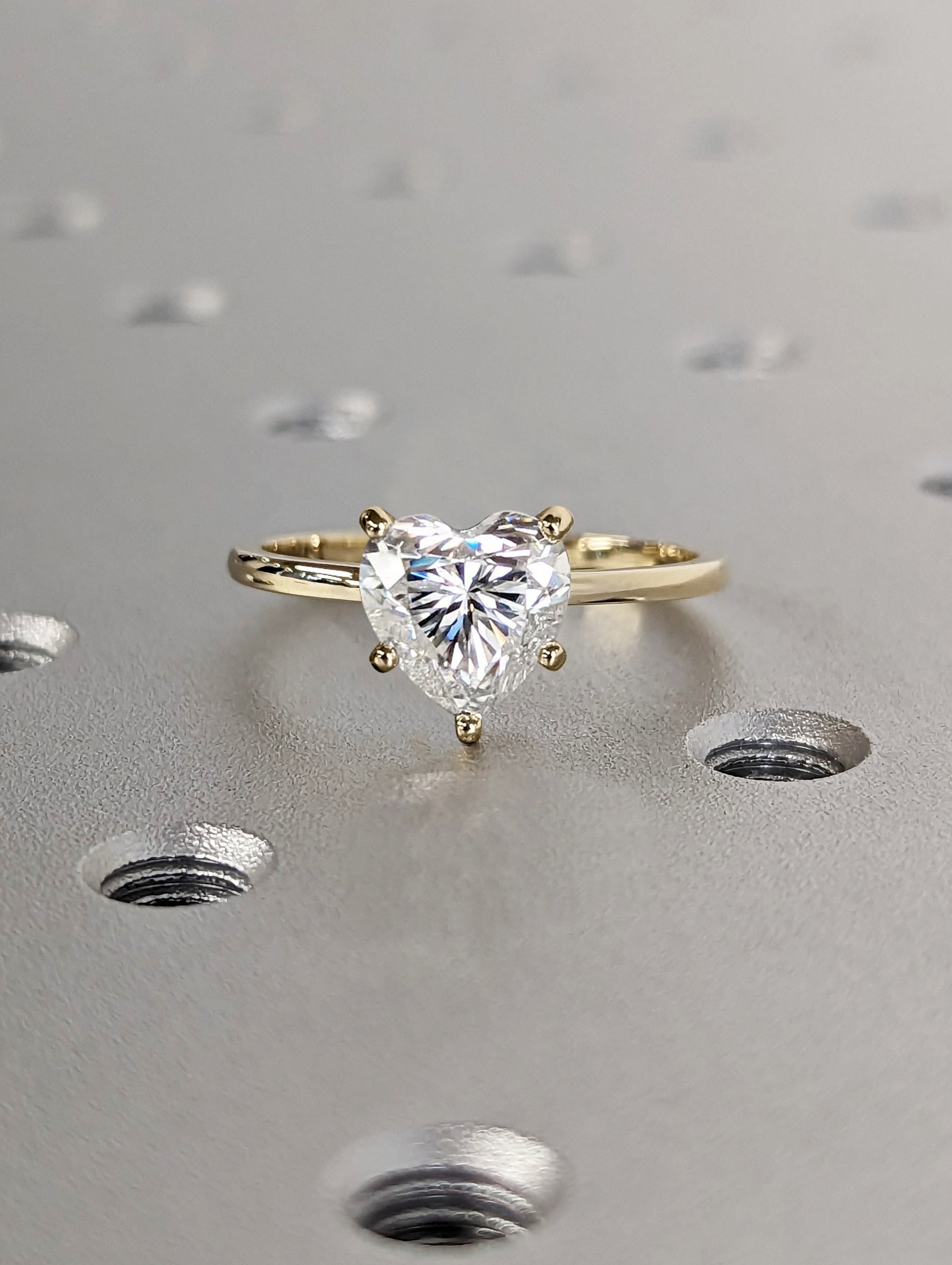 Color Less Bundle Heart Colorless Moissanite Heart Cut Engagement Ring, Heart Moissanite Solit ...