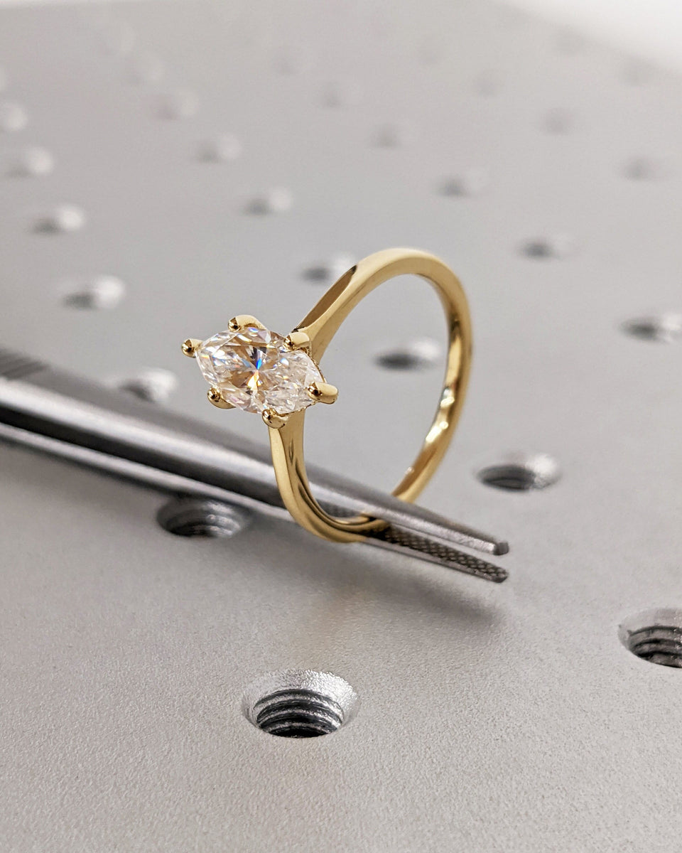 Marquise Engagement Ring, Marquise Moissanite Solitaire Engagement Rin ...