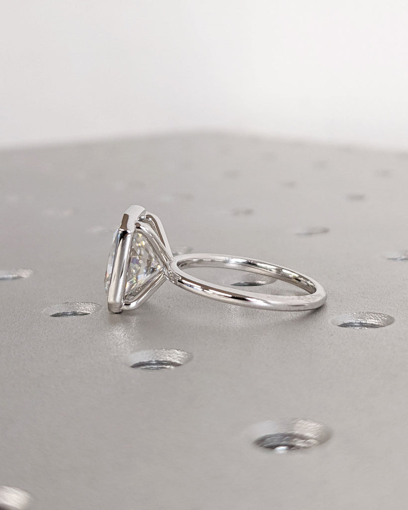 Radiant Cut Bezel Solitaire Ring Lab Grown Diamond Engagement Ring Dainty Promise Bezel Ring Solitaire Bezel Ring Vintage Bridal Minimalist