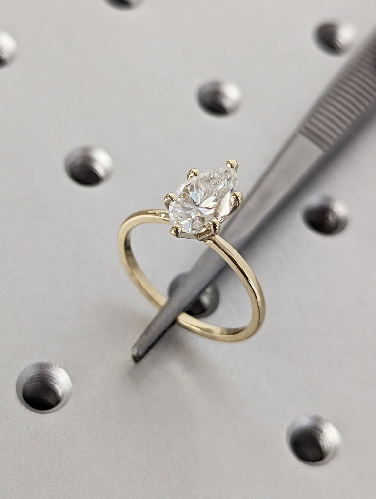 Pear Cut Diamond Engagement Ring, Pear Lab Grown Diamond Solitaire Engagement Ring, Wedding Ring, Anniversary Ring, 14K Gold, Minimalist