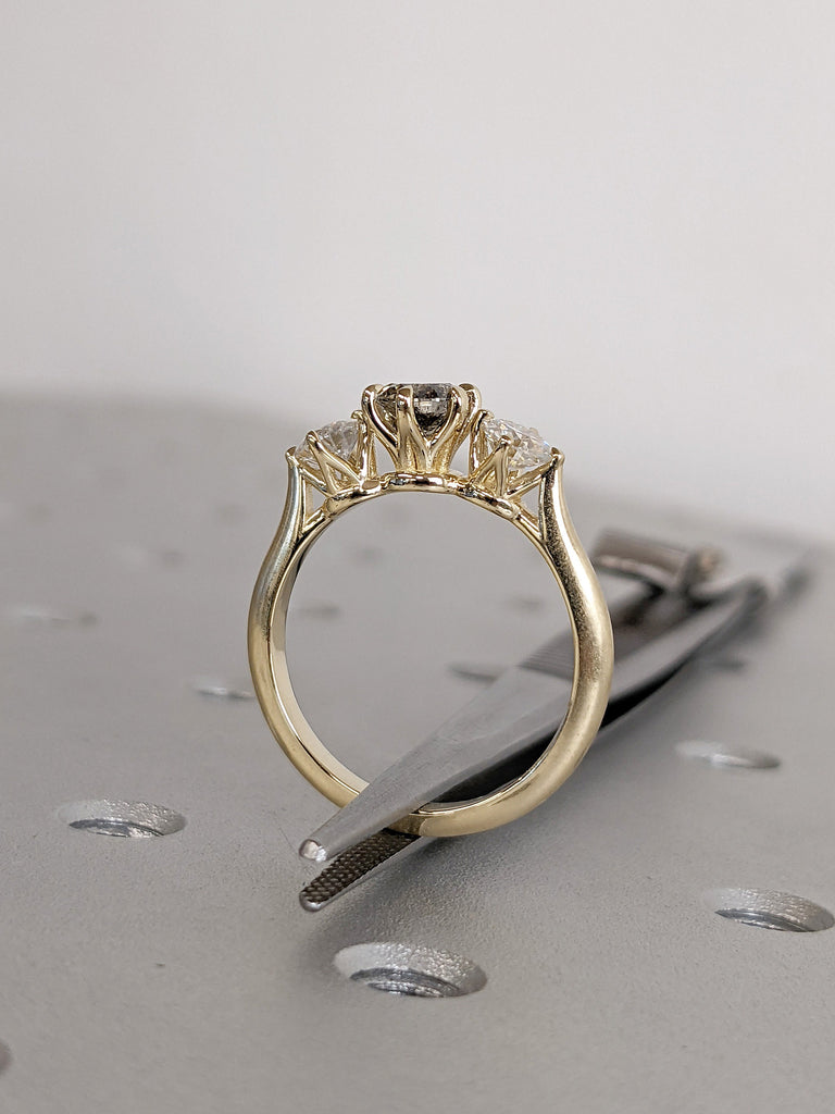 Trellis Open Gallery Setting Diamond Cluster Proposal Ring for Her | 14K 18K Yellow Gold Bridal Jewelry