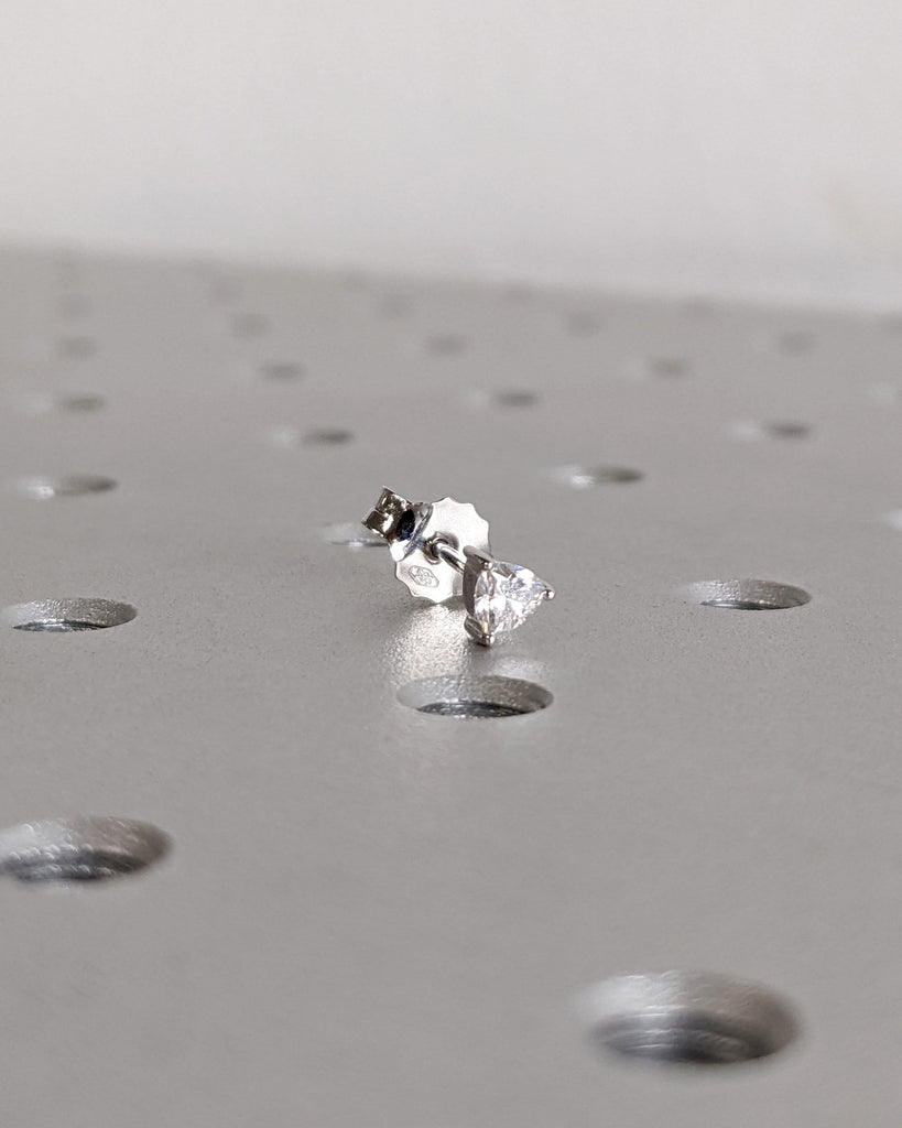 Trillion Moissanite Stud Earrings / Half Pair or Set / Moissanite Prong Set Studs / Tiny Lightweight Earrings / Minimalist Everyday Earrings