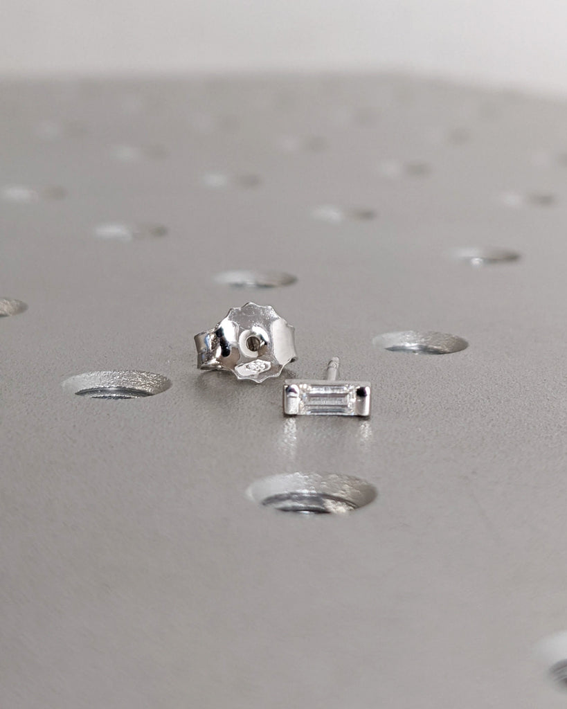 Lab Made Diamond Stud Earrings • Raw Crystal Earrings • Bohemian Gemstone Jewelry • Perfect Bridesmaid Gifts • Baguette Diamond • Solitaire