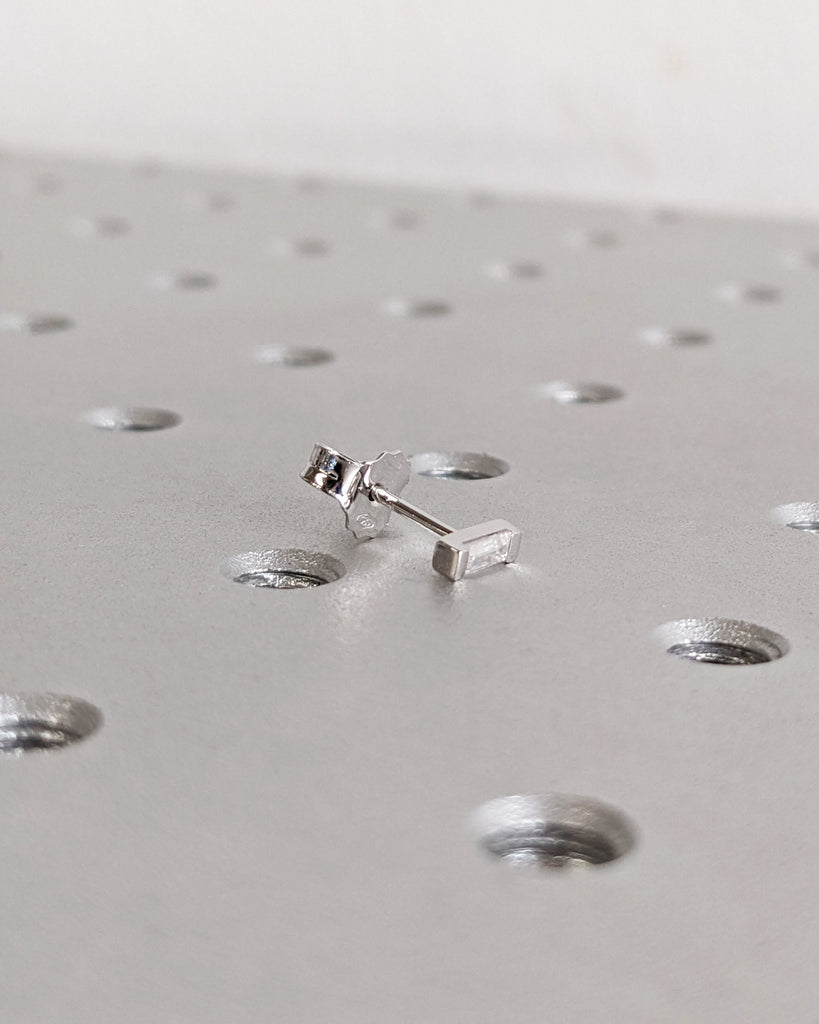 Lab Made Diamond Stud Earrings • Raw Crystal Earrings • Bohemian Gemstone Jewelry • Perfect Bridesmaid Gifts • Baguette Diamond • Solitaire