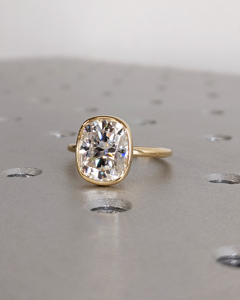 Elongate Cushion cut Man Made Diamond Ring | 18k Solid Gold Rings for Women | Affordable Lab Diamond Engagement Ring | Certified Lab Diamond