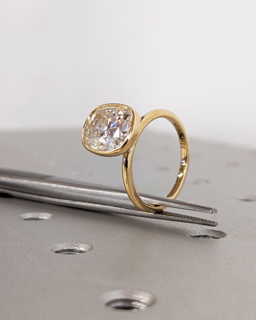 Elongate Cushion cut Man Made Diamond Ring | 18k Solid Gold Rings for Women | Affordable Lab Diamond Engagement Ring | Certified Lab Diamond