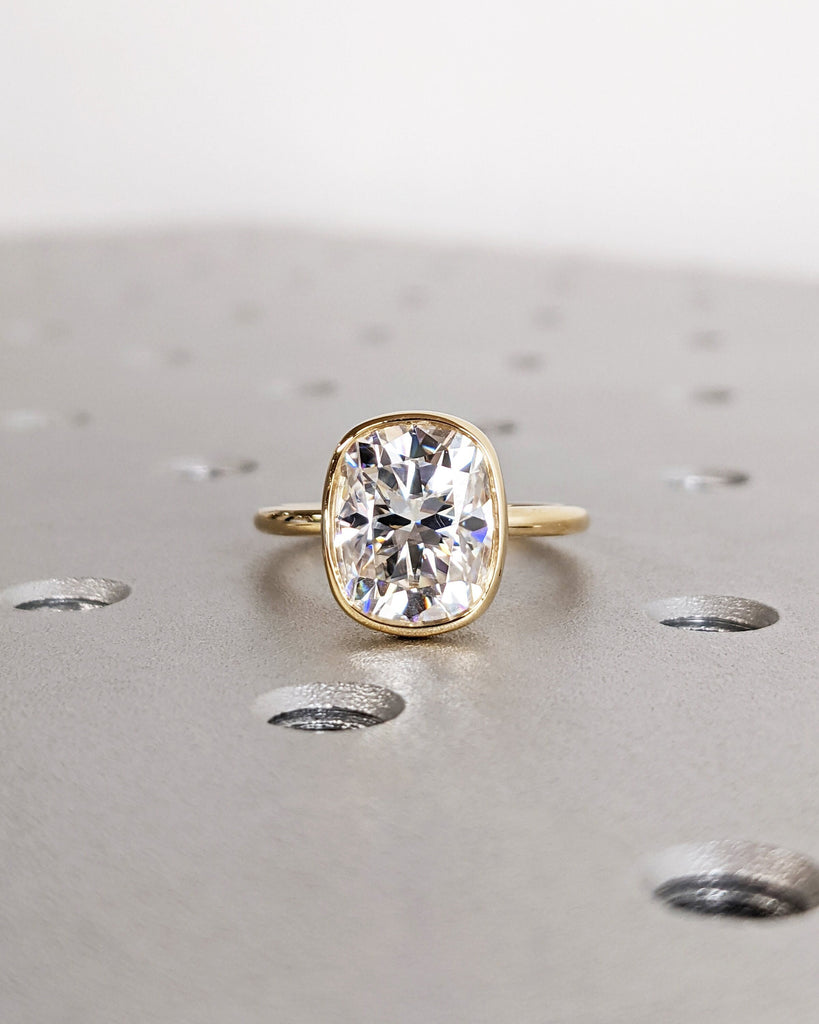 Elongate Cushion cut Man Made Diamond Ring | 18k Solid Gold Rings for Women | Affordable Lab Diamond Engagement Ring | Certified Lab Diamond