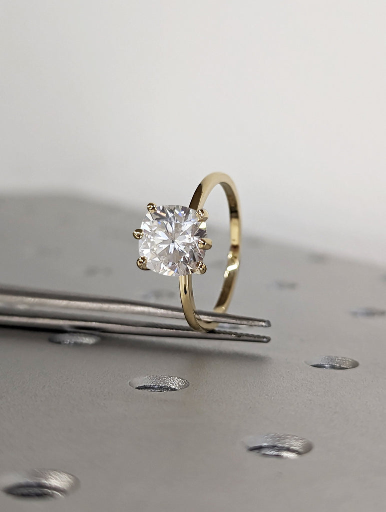 Cushion Cut Diamond Engagement Ring, Cushion Lab Grown Diamond Solitaire Engagement Ring, Wedding Ring, Anniversary Ring, 14K Solid Gold