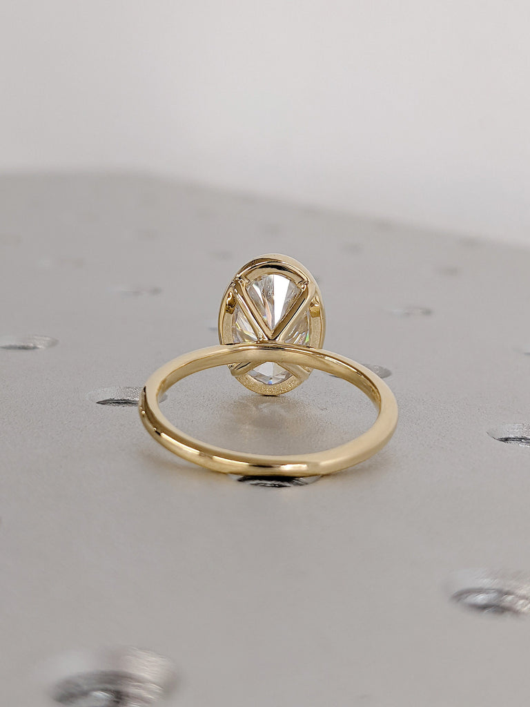 3 Carat Oval cut Lab Created Diamond Promise Anniversary Ring for Her | Certified CVD Diamond Solitaire Ring | 18k Real Gold Rings for Women