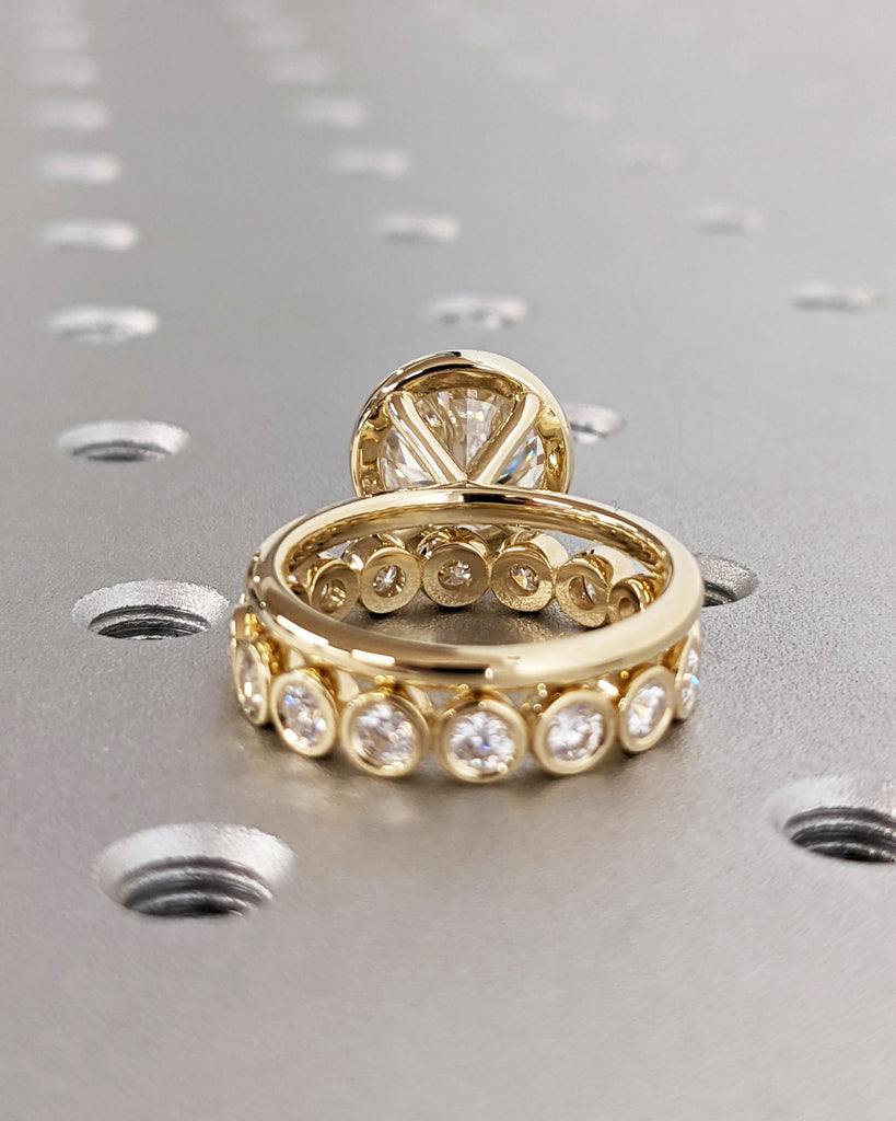 Round Bezel Solitaire Ring Lab Grown Diamond Engagement Ring Dainty Promise Bezel Ring Solitaire Bezel Ring Vintage Minimalist Full Eternity
