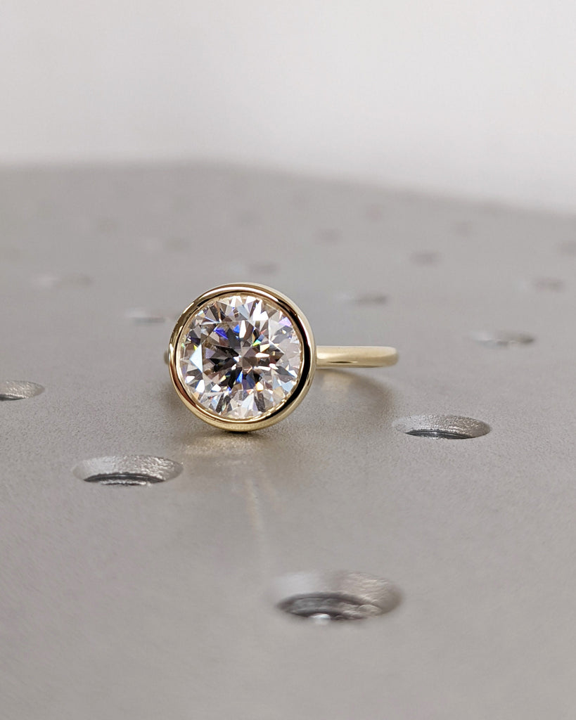 Yellow Gold Engagement Ring for Women | 2.5CT Round Lab Grown Diamond Ring | 14K Gold Solitaire Ring | Certified Real Lab Created Diamond