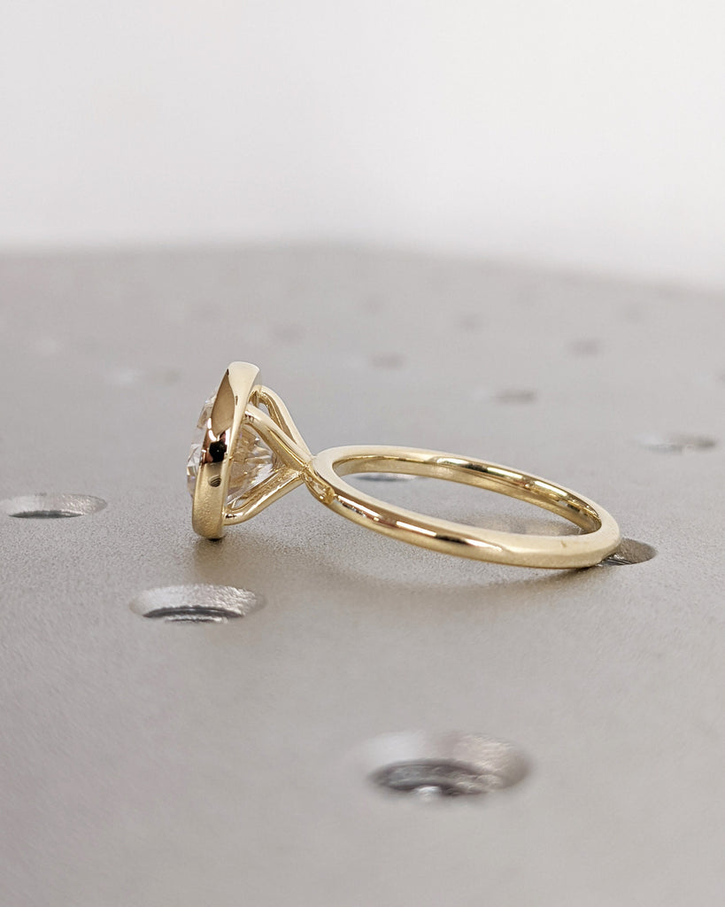 Yellow Gold Engagement Ring for Women | 2.5CT Round Lab Grown Diamond Ring | 14K Gold Solitaire Ring | Certified Real Lab Created Diamond