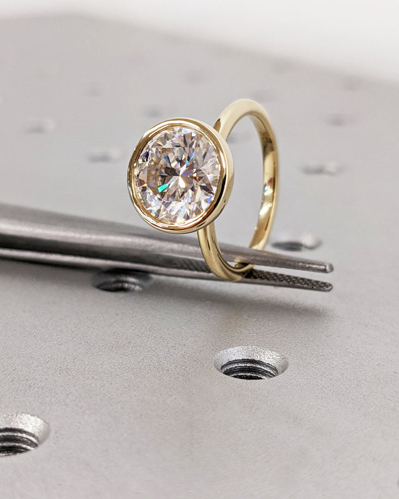 Yellow Gold Engagement Ring for Women | 2.5CT Round Lab Grown Diamond Ring | 14K Gold Solitaire Ring | Certified Real Lab Created Diamond