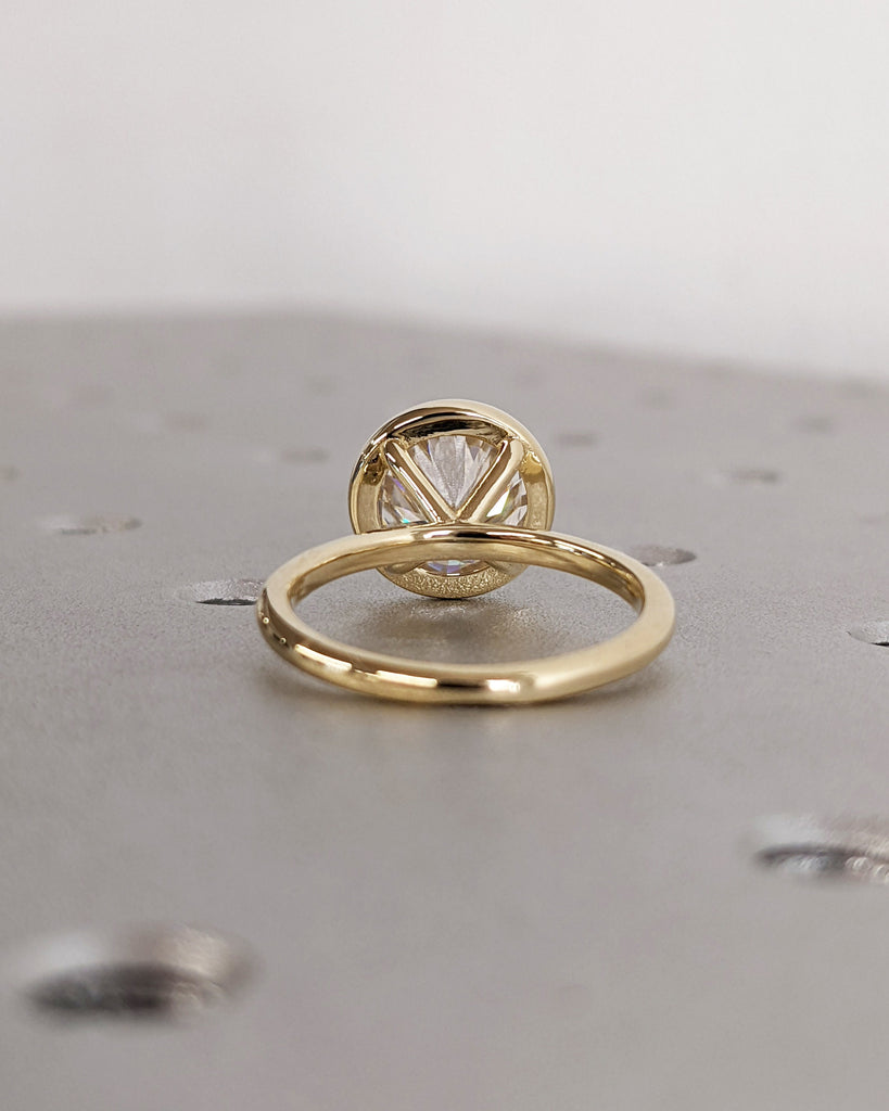 Yellow Gold Engagement Ring for Women | 2.5CT Round Lab Grown Diamond Ring | 14K Gold Solitaire Ring | Certified Real Lab Created Diamond