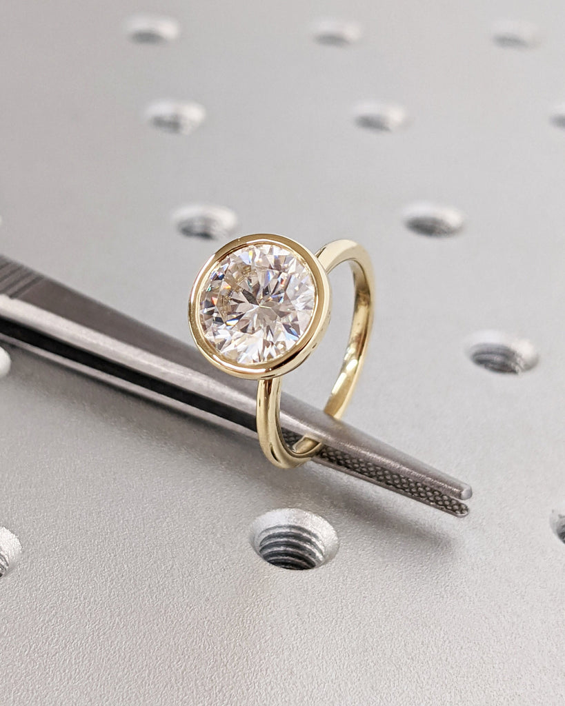 2.5 Carat Round Lab Grown Diamond Ring | Solitaire Dainty Ring | Round Diamond Engagement Ring for Her | VVS Certified Diamond 14k Gold Ring