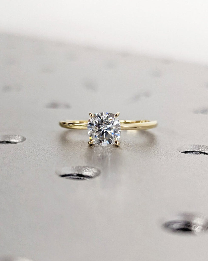 Cushion Cut Moissanite Engagement Ring, 4 Prong Ring, Solitaire Cushion Cut Ring, 14K Solid Gold Ring, Minimalist Ring, Promise Ring For Her