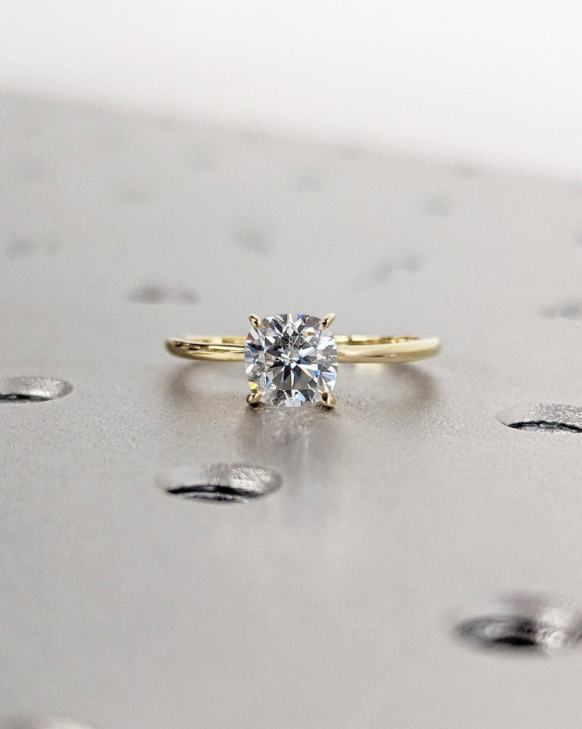 Vintage Cushion Cut Moissanite Engagement Ring / 4 Prong Ring / Solitaire Cushion Ring / Solid Gold Engagement Wedding Promise Ring For Her