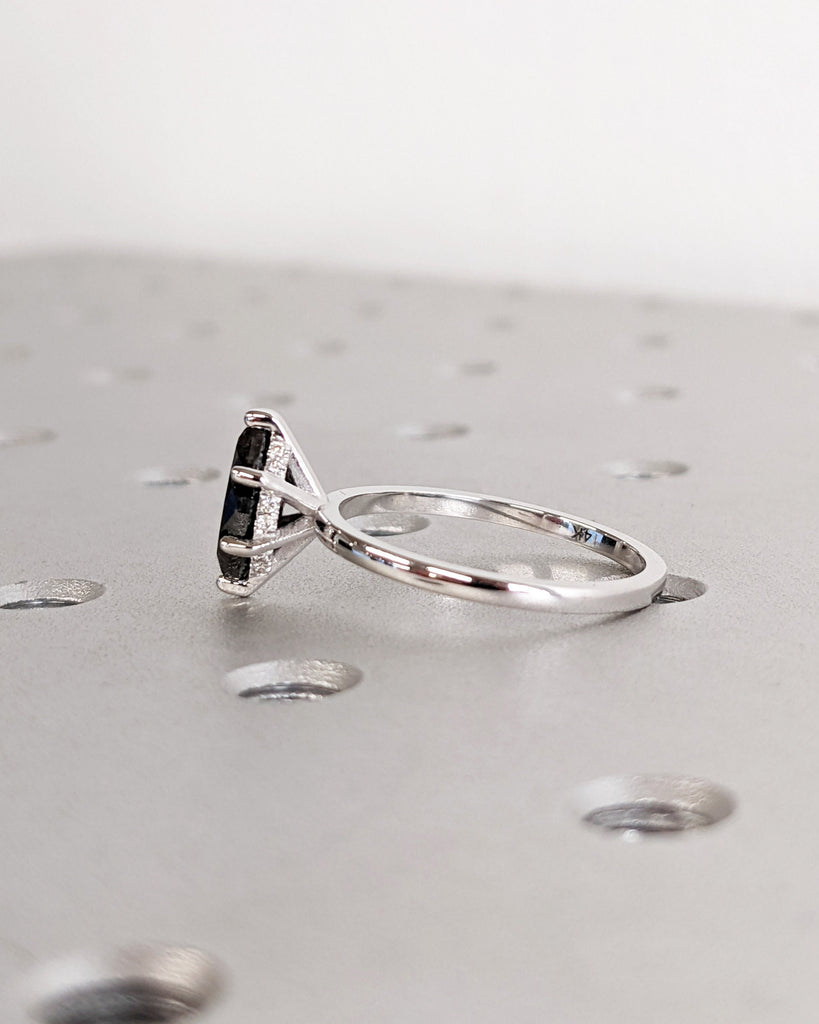 Marquise Diamond Ring / Salt and Pepper Diamond Ring / Hidden Halo / Marquise Ring / Gold Ring / Diamond Gold Ring / Handmade Ring / Custom
