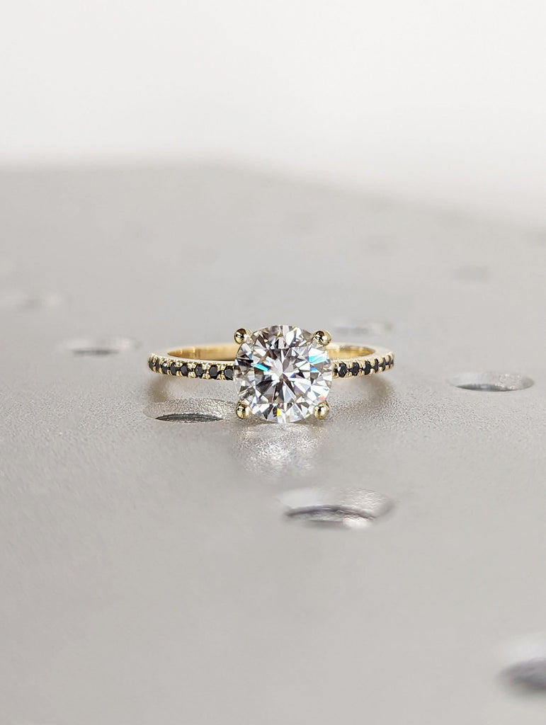 Vintage Moissanite Engagement Ring Set Unique Yellow Gold Engagement Ring Set Dainty Diamond Bridal Set Promise Ring Anniversary Gift