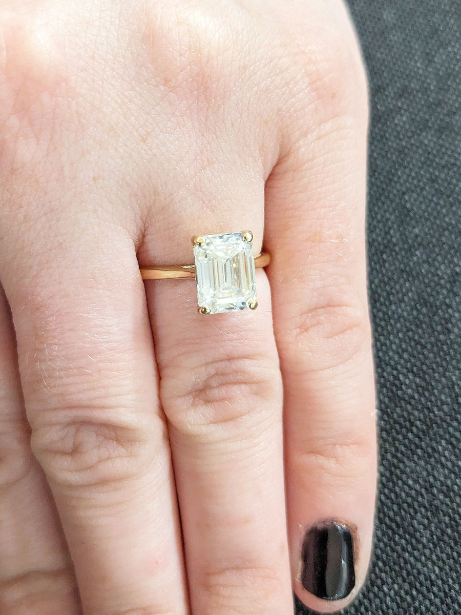 14K Yellow Gold Eco Friendly Lab Diamond High Setting Engagement Promi ...