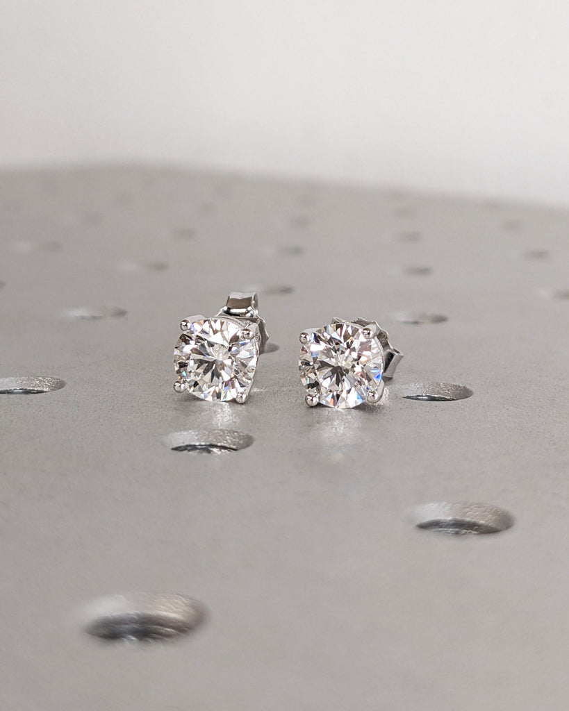 Lab Grown Diamond Earrings, 14K Gold Diamond Stud Earrings, Prong Setting Diamond Studs, Genuine Diamond Stud Earrings, Valentines Day Gift