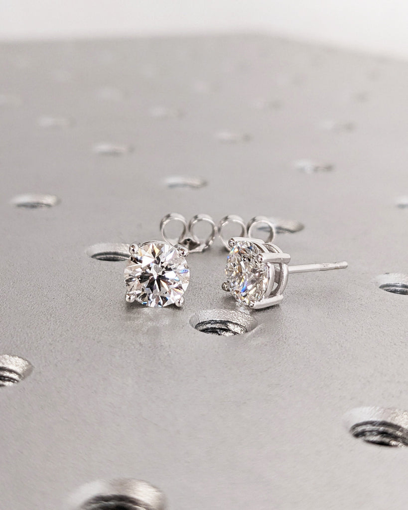 Lab Grown Diamond Earrings, 14K Gold Diamond Stud Earrings, Prong Setting Diamond Studs, Genuine Diamond Stud Earrings, Valentines Day Gift