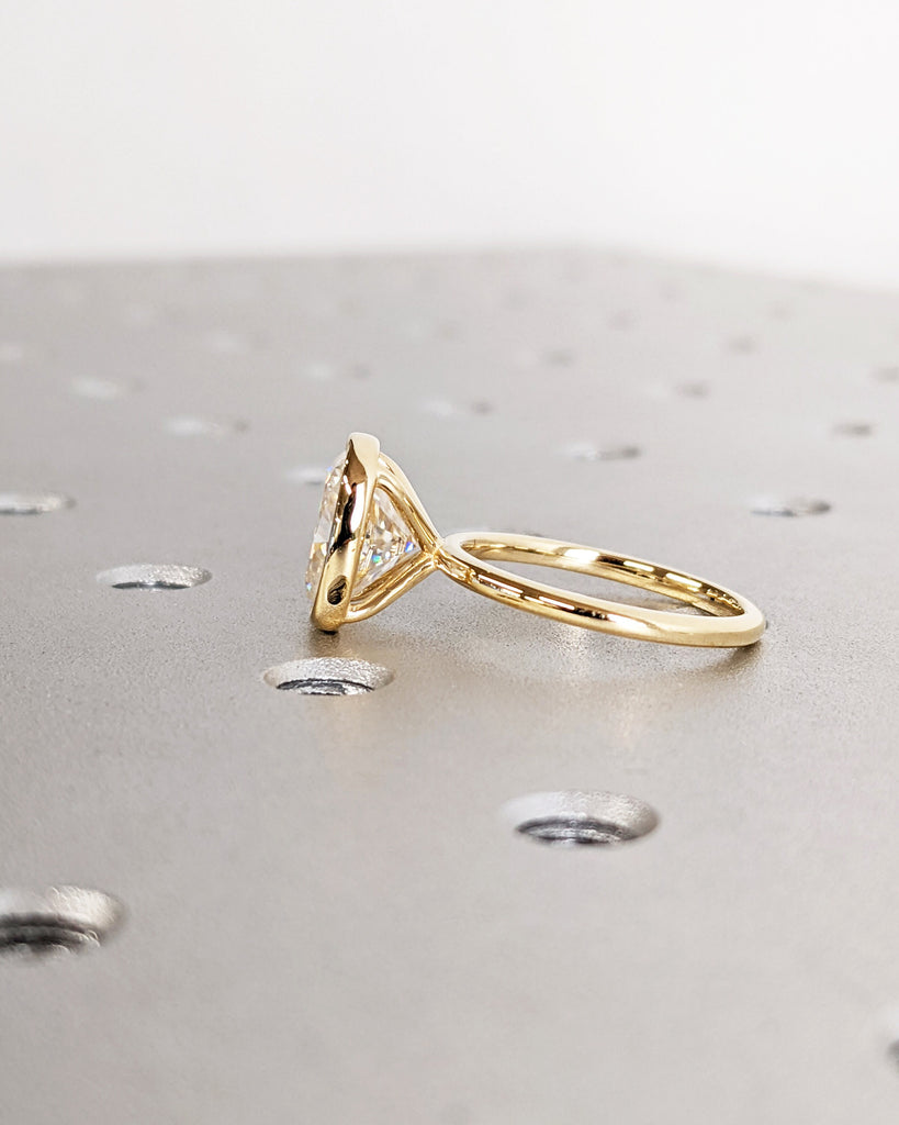 Elongate Cushion cut Man Made Diamond Ring | 18k Solid Gold Rings for Women | Affordable Lab Diamond Engagement Ring | Certified Lab Diamond