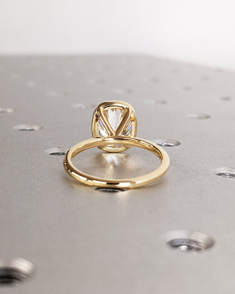Elongate Cushion cut Man Made Diamond Ring | 18k Solid Gold Rings for Women | Affordable Lab Diamond Engagement Ring | Certified Lab Diamond