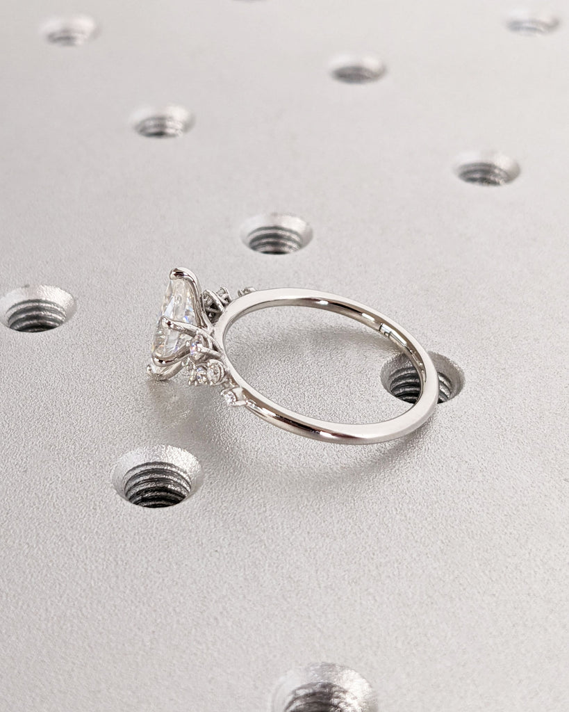 Marquise Lab Grown Diamond Gold or Platinum Engagement Ring | Unique Snowdrift 6 Prong Diamond Cluster Promise Ring | Wedding Ring for Her