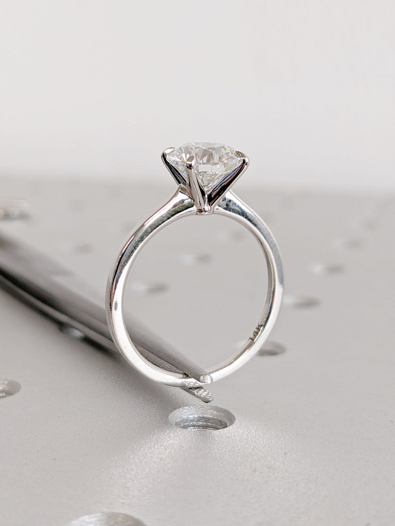 Open Gallery Setting Moissanite Solitaire Timeless Proposal Ring for Her | 14K 18K White Gold Diamond Wedding Jewellery