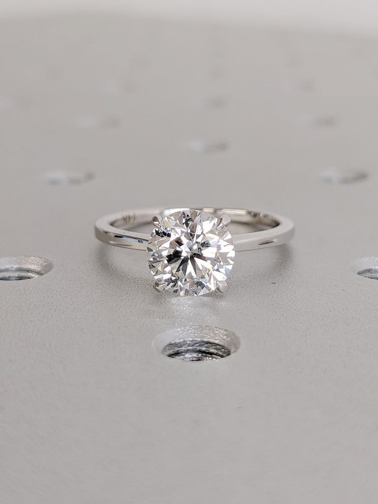 Minimalist Moissanite Solitaire Promise Ring for Her | 14K 18K White Gold Diamond Commitment Ring