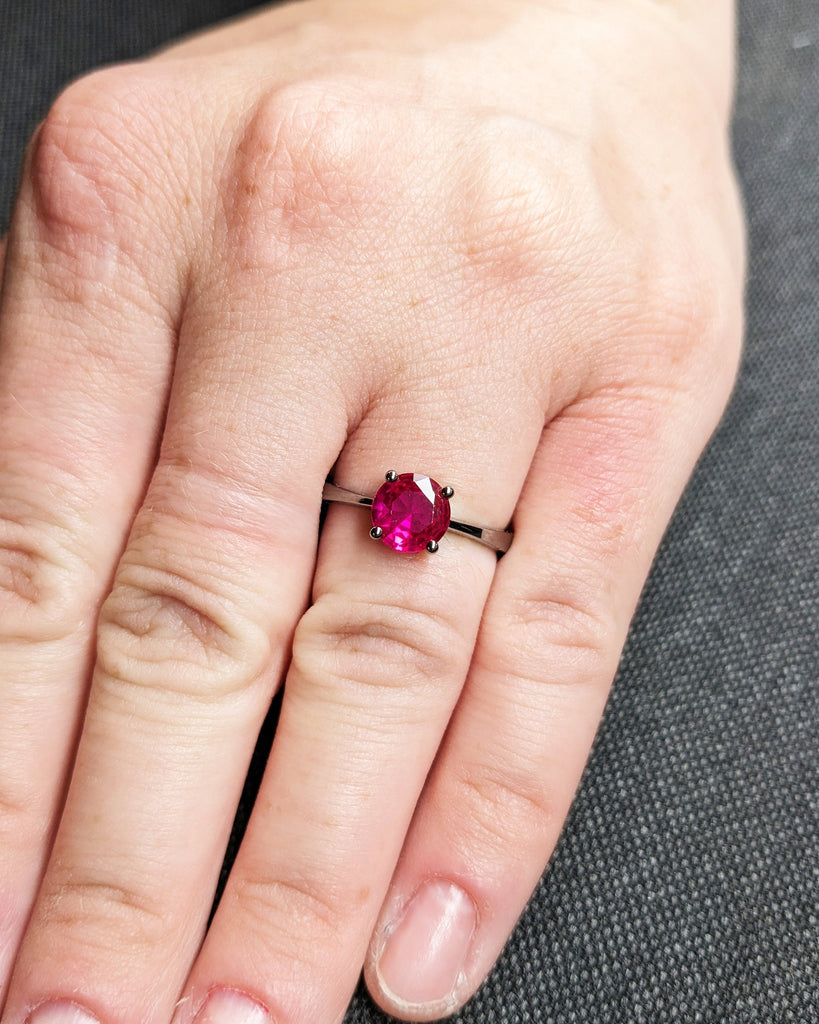 Ruby Ring, Unique Engagement Ring, Solitaire Ring, Round Ruby Ring, Ruby Jewelry, Ruby Solitaire, Gemstone Solitaire, Beautiful Ring, Red