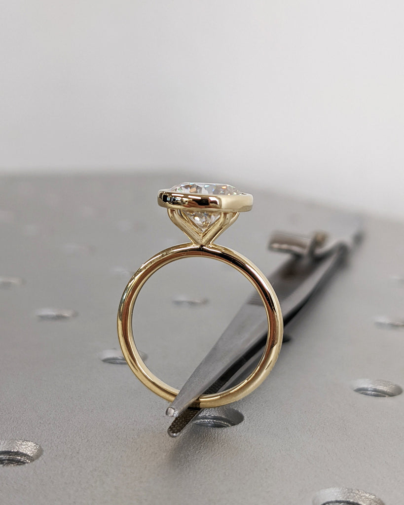 Yellow Gold Engagement Ring for Women | 2.5CT Round Lab Grown Diamond Ring | 14K Gold Solitaire Ring | Certified Real Lab Created Diamond