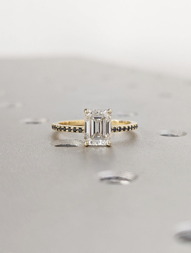 Vintage Moissanite Engagement Ring Set Unique Yellow Gold Engagement Ring Set Dainty Diamond Bridal Set Promise Ring Anniversary Gift