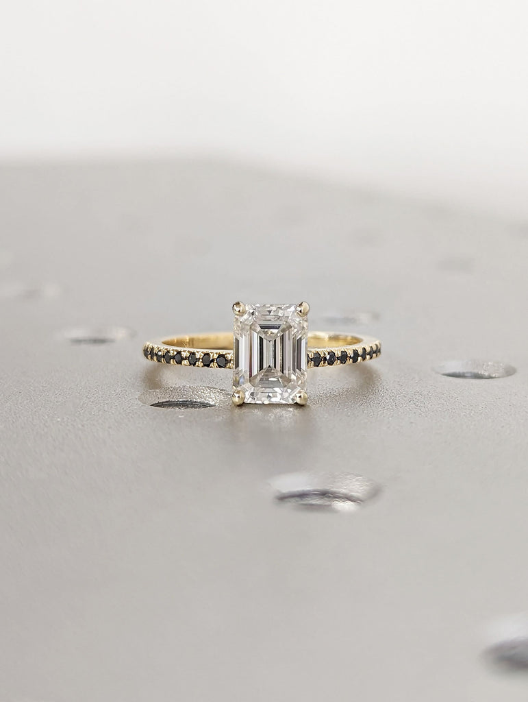 Vintage Moissanite Engagement Ring Set Unique Yellow Gold Engagement Ring Set Dainty Diamond Bridal Set Promise Ring Anniversary Gift