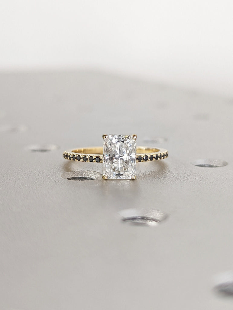 Vintage Moissanite Engagement Ring Set Unique Yellow Gold Engagement Ring Set Dainty Diamond Bridal Set Promise Ring Anniversary Gift