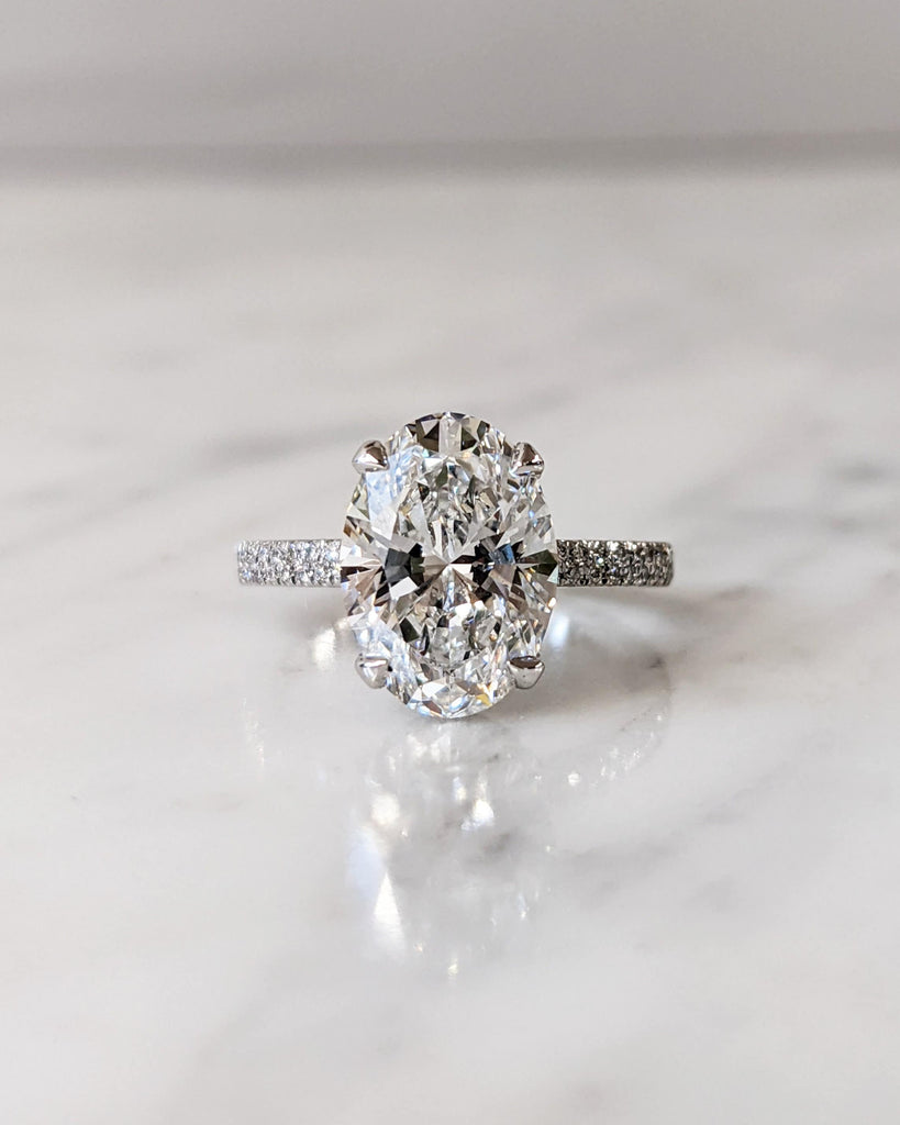 Oval Moissanite Engagement Ring Solitaire Vintage Unique White Gold Engagement Ring Women Micropave Ring Diamond Wedding Bridal Promise Ring