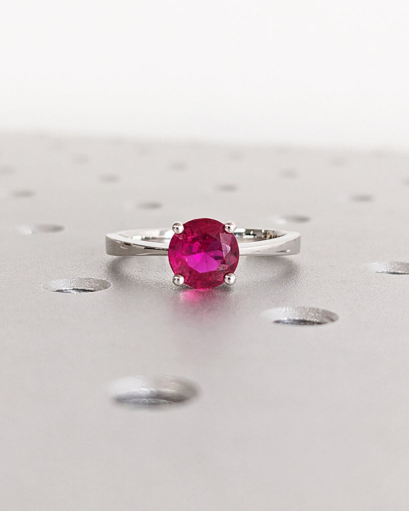 Ruby Ring, Unique Engagement Ring, Solitaire Ring, Round Ruby Ring, Ruby Jewelry, Ruby Solitaire, Gemstone Solitaire, Beautiful Ring, Red