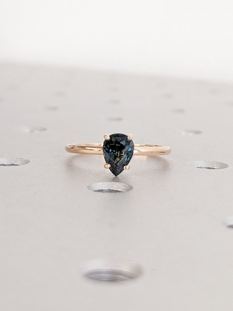 14K Rose Gold Montana Sapphire Women Wedding Anniversary Ring | September Birthstone | Minimalist Natural Sapphire Dainty Promise Ring