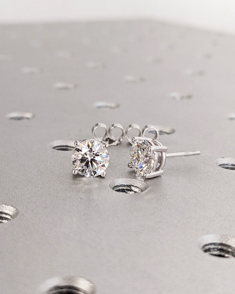 Moissanite Earrings, 14K Gold Moissanite Stud Earrings, Prong Setting Moissanite Studs, Diamond Alternatives Earrings, Valentines Day Gift