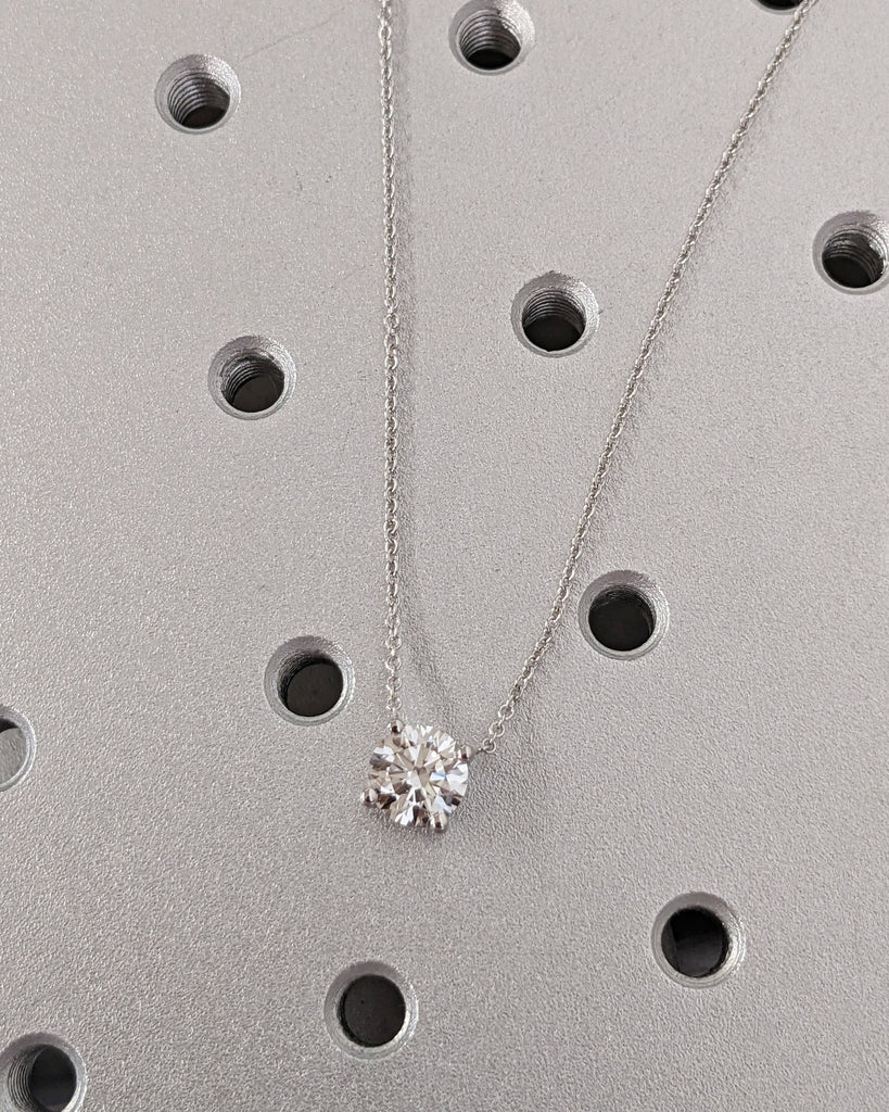 14k Gold Moissanite Necklace Moissanite Solitaire Necklace Bridesmaid Necklace Minimalist Round Brilliant Cut Solitaire Necklace For Women